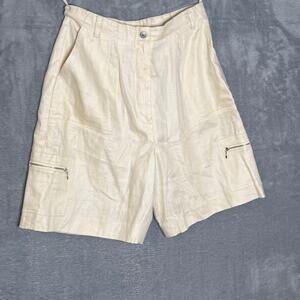 Lauren Ralph Lauren 100% Linen High Rise Shorts Size 6 Beige